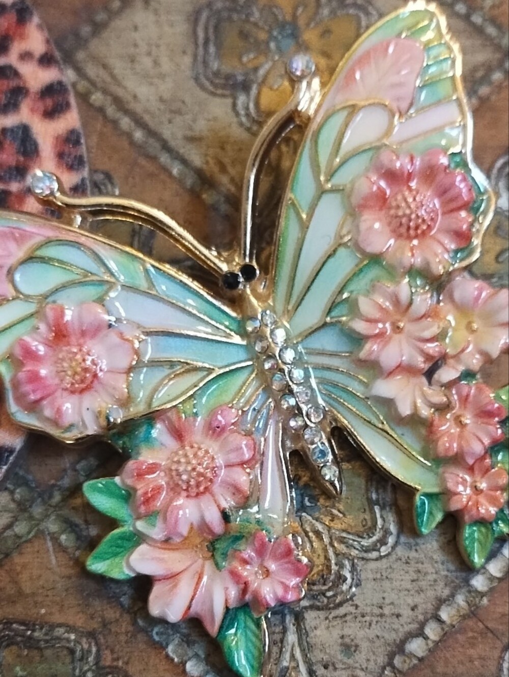 Floral Butterfly Brooch -  Enamel Women's Jewelry